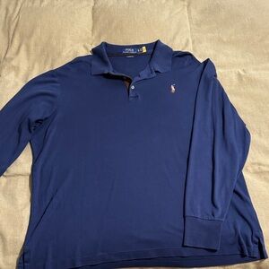 Polo by Ralph Lauren Men's Deep Blue Long Sleeve Polo, Classic Fit